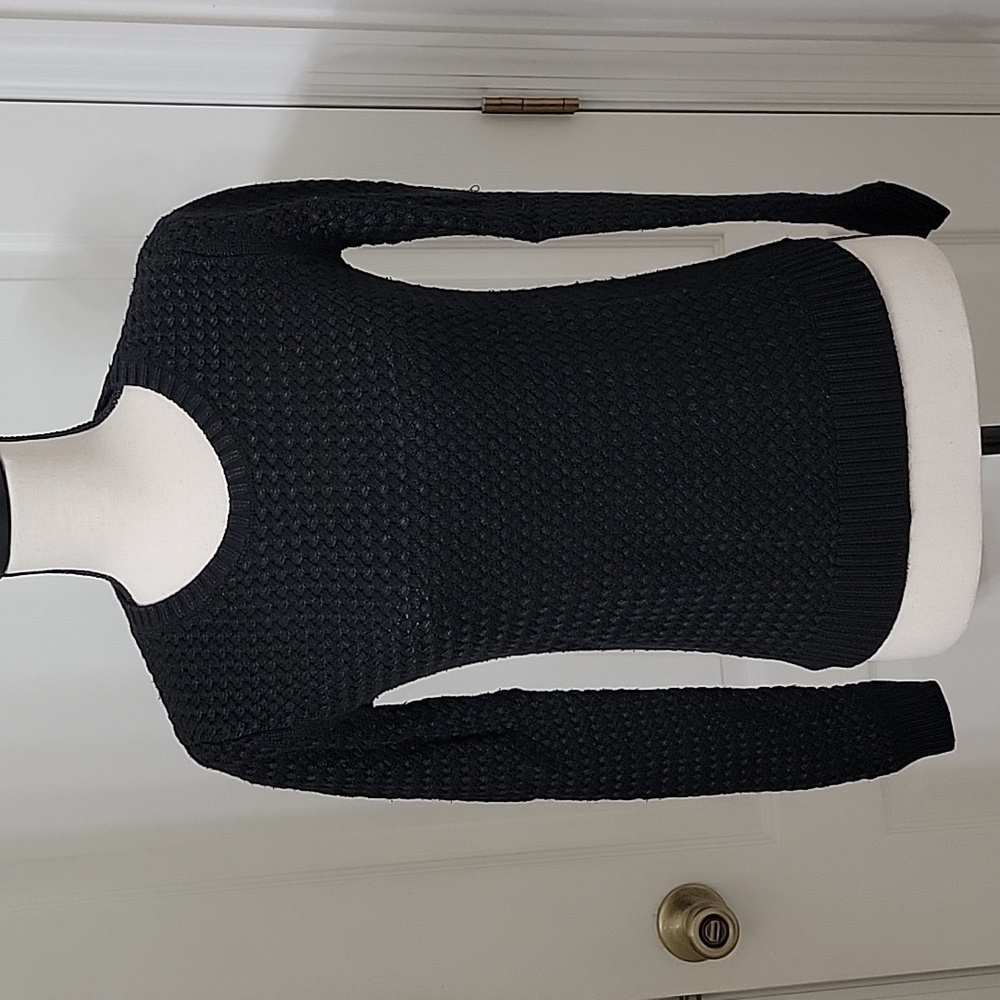 Banana Republic Size XS Black Basket-Weave Knit Long Sleeve Sweater, GUC
